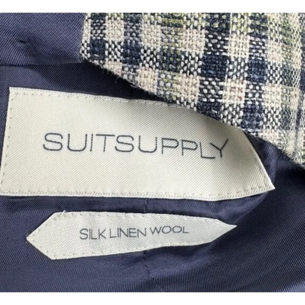 Suitsupply E.Thomas Silk Linen Wool Waistcoat Vest Mens 40R Check W160101I
